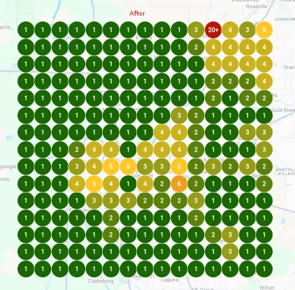 After: #1 across almost the entire 15×15 grid